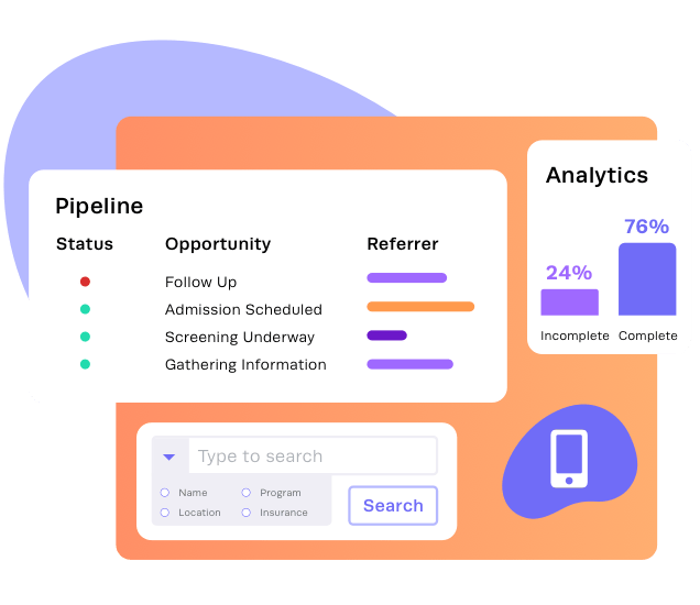 Sample dashboard featuring pipeline, analytics, and search box