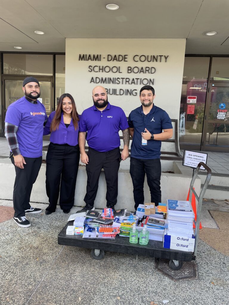 Kipu’s Joshua Smithwong, Rebecca Garcia, and Joaquin Montero delivering all your donations to a very grateful school system!