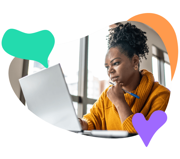 Woman working on laptop